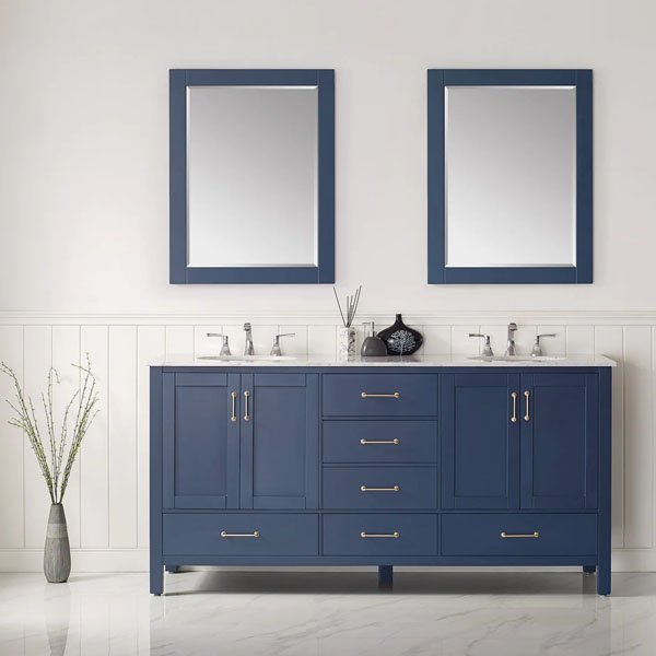 Carrara White Marble Countertop -72" with mirror